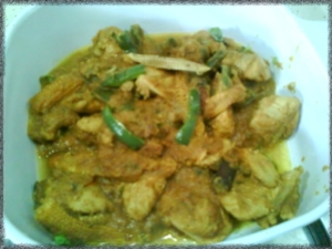 Chicken curry with capsium baby corn